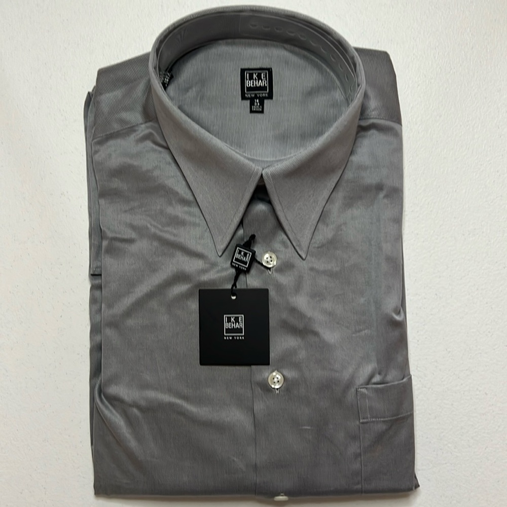 NWT Ike Behar Dress Shirt, Pointed Collar, Size 16/34, Grey long sleeve…
